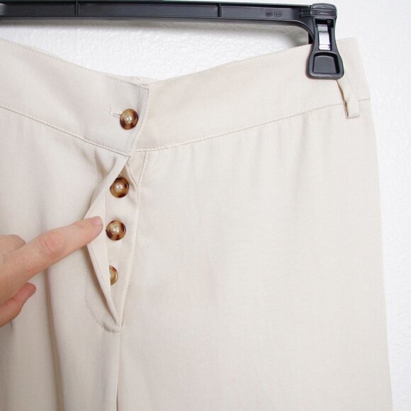 NEW Uncle Studios Cargo Pant Straight Leg High Rise Button Fly Cream Tan Medium - Picture 5 of 8
